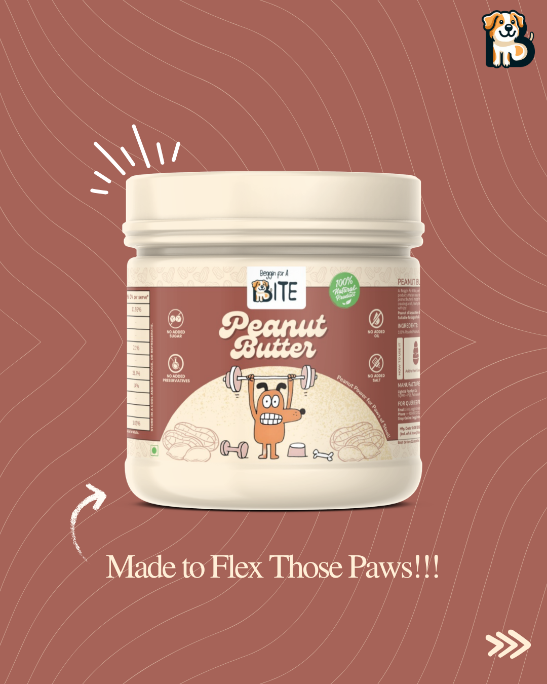 BFAB Peanut Butter for Dogs - 100% Roasted Peanuts